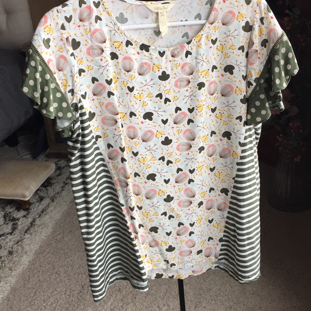 Matilda Jane mixed print ruffle sleeve top